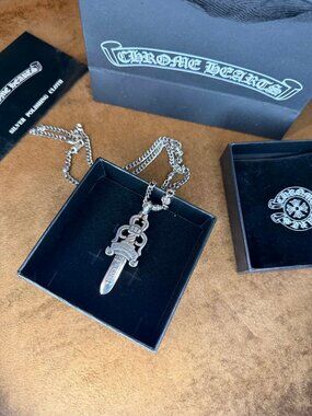Chrome Hearts Silver Dagger Pendant Necklace